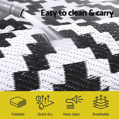Gardeon Outdoor Rugs 120x180cm Large Carpet Reversible Area Mat PP Dual-Sided Patio Rug Cross