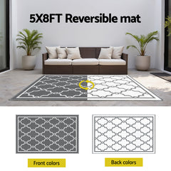 Gardeon Outdoor Rugs 152x244cm Large Carpet Reversible Area Mat PP Dual-Sided Patio Rug Maroc