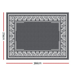 Gardeon Outdoor Rugs 274x366cm Large Carpet Reversible Area Mat PP Dual-Sided Patio Rug Greek Key