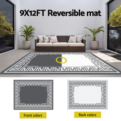 Gardeon Outdoor Rugs 274x366cm Large Carpet Reversible Area Mat PP Dual-Sided Patio Rug Greek Key