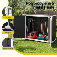 Gardeon Outdoor Storage Box 1164L Garden Shed 5 Wheels Lockable Cabinet Tool Organizer Dark Grey