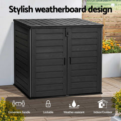 Gardeon Outdoor Storage Box 1170L Container Lockable Cabinet Tool Organizer Shed Black