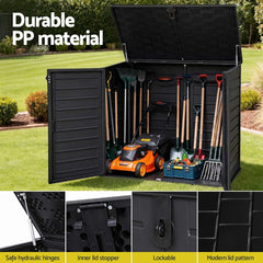 Gardeon Outdoor Storage Box 1170L Container Lockable Cabinet Tool Organizer Shed Black