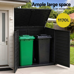 Gardeon Outdoor Storage Box 1170L Container Lockable Cabinet Tool Organizer Shed Black
