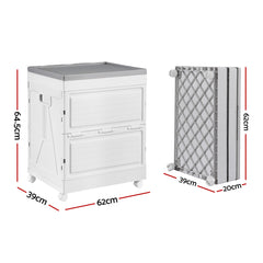Gardeon 159L Outdoor Storage Box Stackable Cupboard Camping Organizer Wheels