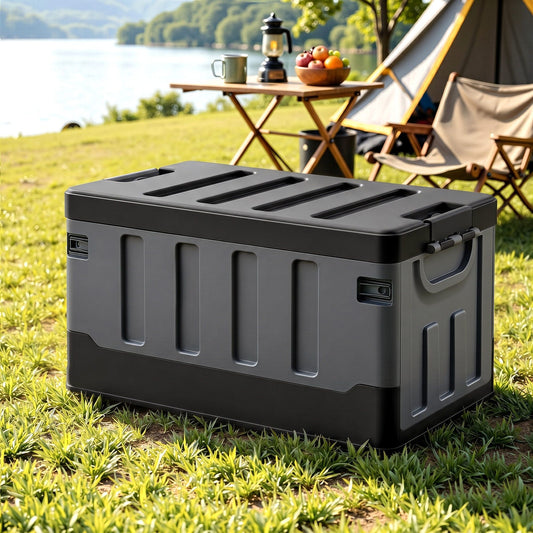 Gardeon Collapsible Outdoor Storage Box 60L Stackable Folding Camping Organizer Black
