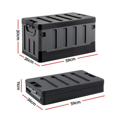 Gardeon Collapsible Outdoor Storage Box 60L Stackable Folding Camping Organizer Black