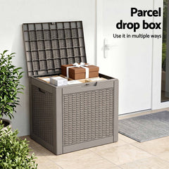 Gardeon Outdoor Storage Box 118L Container Lockable Garden Toy Tool Rattan-Texture Brown