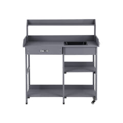 Gardeon Outdoor Potting Bench Table Storage Cabinet Potters Garden Workstation Grey