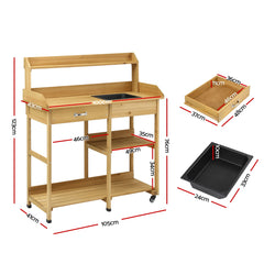 Gardeon Outdoor Potting Bench Table Storage Cabinet Potters Garden Workstation Natural