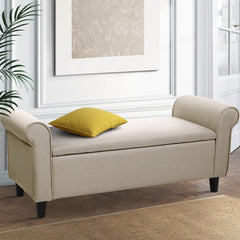 Artiss Storage Ottoman Blanket Box 125cm Arm Linen Beige