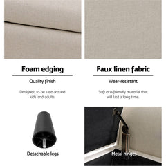 Artiss Storage Ottoman Blanket Box 125cm Arm Linen Beige