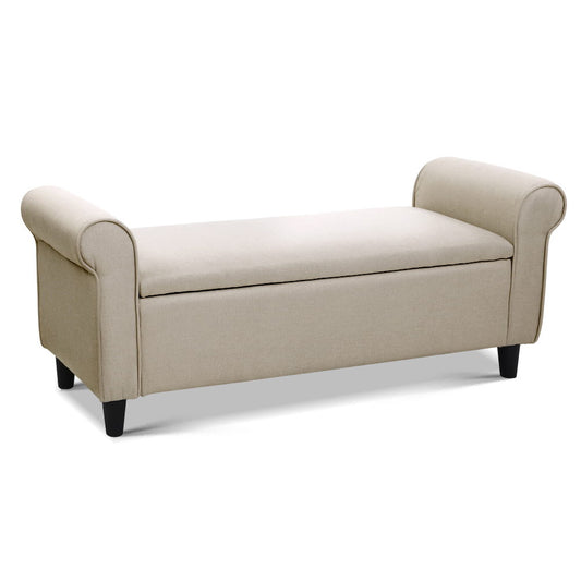 Artiss Storage Ottoman Blanket Box 125cm Arm Linen Beige