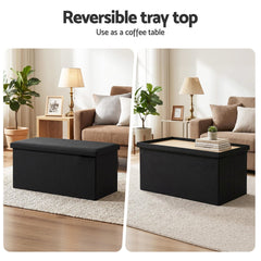 Artiss Storage Ottoman Bench Folding Blanket Box Toy Organiser Foot Stool Black