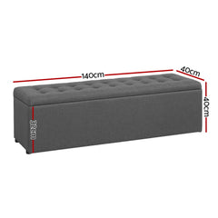 Artiss Storage Ottoman Blanket Box 140cm Linen Dark Grey