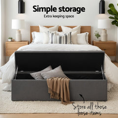 Artiss Storage Ottoman Blanket Box 140cm Linen Dark Grey