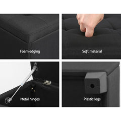 Artiss Storage Ottoman Blanket Box 97cm Linen Black