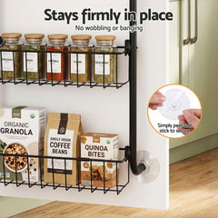 Artiss Over Door Storage Hanger Pantry 6-Tier Metal Hook Hanging Organiser Black