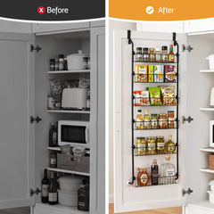 Artiss 2x Over Door Storage Pantry Organiser 6-Tier Metal Hanger Hook Black