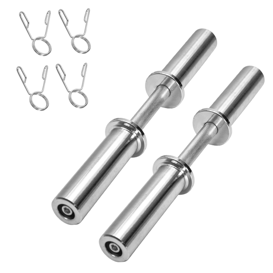 Olympic Barbell Bar 50cm Heavy Duty Dumbbell Handles Pair of Steel 100kg Weight Capacity with Spring Collars for 2" Olympic Weight Plate Strength Training