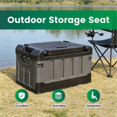60L Storage Box with Lid Multifunctional Plastic Seatable Car Trunk Organizer Foldable Fishing Tackle Box Large Capacity Outdoor Travel Storage Container