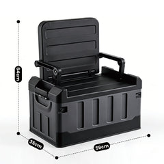 60L Storage Box with Lid Multifunctional Plastic Seatable Car Trunk Organizer Foldable Fishing Tackle Box Large Capacity Outdoor Travel Storage Container