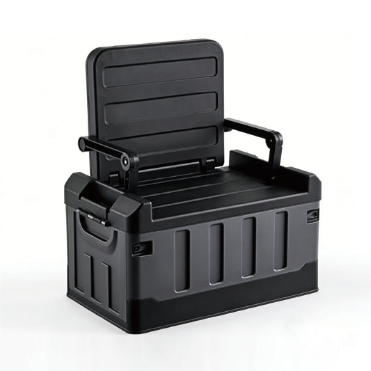 60L Storage Box with Lid Multifunctional Plastic Seatable Car Trunk Organizer Foldable Fishing Tackle Box Large Capacity Outdoor Travel Storage Container