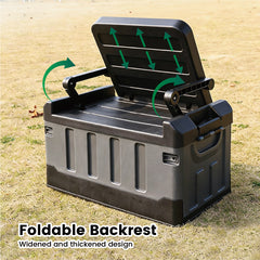 60L Storage Box with Lid Multifunctional Plastic Seatable Car Trunk Organizer Foldable Fishing Tackle Box Large Capacity Outdoor Travel Storage Container