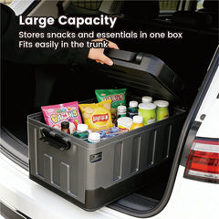 60L Storage Box with Lid Multifunctional Plastic Seatable Car Trunk Organizer Foldable Fishing Tackle Box Large Capacity Outdoor Travel Storage Container