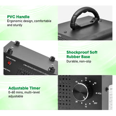 100W 0zone Generator 100000mg/h High Output Capacity O3 Air Purifier Ozone Machine with Adjustable Timer Odor Removal for Home Office Pet Smoke Black