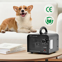 100W 0zone Generator 100000mg/h High Output Capacity O3 Air Purifier Ozone Machine with Adjustable Timer Odor Removal for Home Office Pet Smoke Black