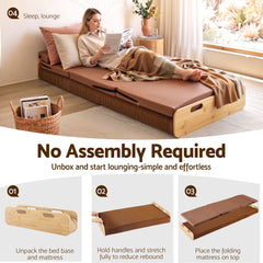 Artiss Folding Kraft Paper Bed Frame with Mattress and Pillow 300kg Capacity 200x60cm