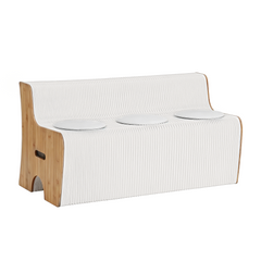 Artiss Folding Kraft Paper Sofa 3 Seater Accordion Bench with PU Leather Cushion Collapsible Couch 300kg Capacity 150x59x63cm