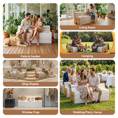 Artiss Folding Kraft Paper Sofa 3 Seater Accordion Bench with PU Leather Cushion Collapsible Couch 300kg Capacity 150x59x63cm