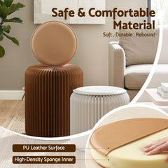 Artiss Accordion Folding Paper Stools Set Includes 2 Cushions Natural Kraft 100KG Capacity