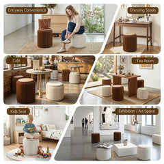 Artiss Accordion Folding Paper Stools Set Includes 2 Cushions Natural Kraft 100KG Capacity