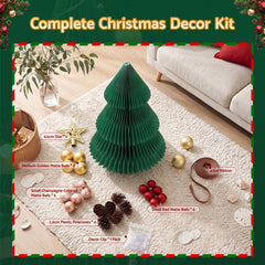 Jingle Jollys Paper Christmas Tree 61CM w/ Star Topper Xmas Decor Tabletop Green DIY Ornament Set