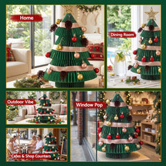 Jingle Jollys Paper Christmas Tree 61CM w/ Star Topper Xmas Decor Tabletop Green DIY Ornament Set