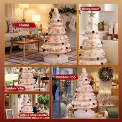 Jingle Jollys Paper Christmas Tree 114CM w/ Star Topper LEDs Xmas Decorations Kit Home Office White