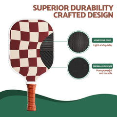 Everfit Pickleball Paddle Set Fibreglass Racquet Honeycomb Core With Bag Brown