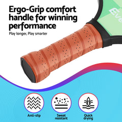 Everfit Pickleball Paddle Set Fiberglass with Balls Bag Tournament Kit 2PCS Pickle Balls Rackets