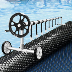 Aqua Buddy Pool Cover 600 Micron 10x4m w/ Roller 5.55m Swimming Pools Black Solar Blanket