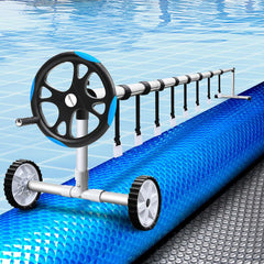 Aquabuddy Pool Cover 500 Micron 10.5x4.2m Silver Swimming Pool Solar Blanket 5.5m Blue Roller