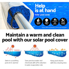 Aquabuddy Pool Cover 500 Micron 10.5x4.2m Swimming Pool Solar Blanket 5.5m Roller