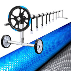 Aquabuddy Pool Cover 500 Micron 11x4.8m Silver Swimming Pool Solar Blanket 5.5m Blue Roller