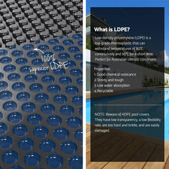 Aqua Buddy Pool Cover 600 Micron 12x6.4m w/ Roller 6.55m Swimming Pools Black Solar Blanket