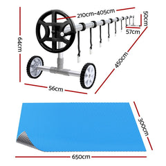 Aquabuddy Pool Cover 500 Micron 6.5x3m Silver Swimming Pool Solar Blanket 4m Roller
