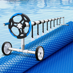 Aqua Buddy Pool Cover 600 Micron 7x4m w/ Roller 5.55m Solar Blanket Blue