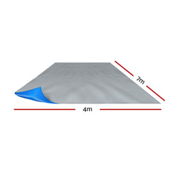 Aqua Buddy Pool Cover 500 Micron 7x4m Swimming Pool Solar Blanket Blue Silver