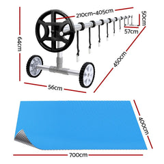 Aquabuddy Pool Cover 500 Micron 7x4m Silver Swimming Pool Solar Blanket 4m Roller